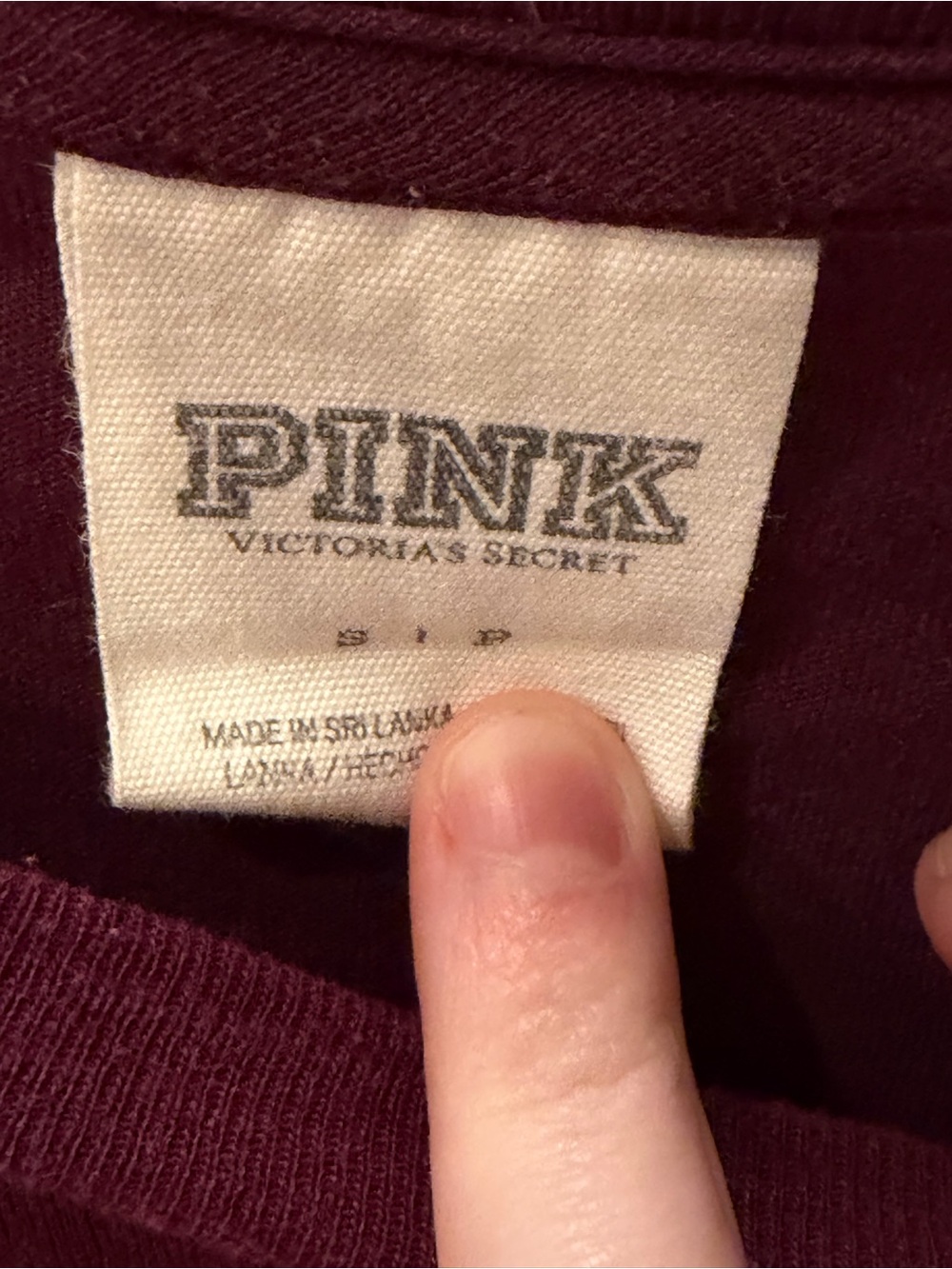 PINK Victoria's Secret Plum Long-Sleeve Top with Leopard Print Pocket - Picture 3 of 4